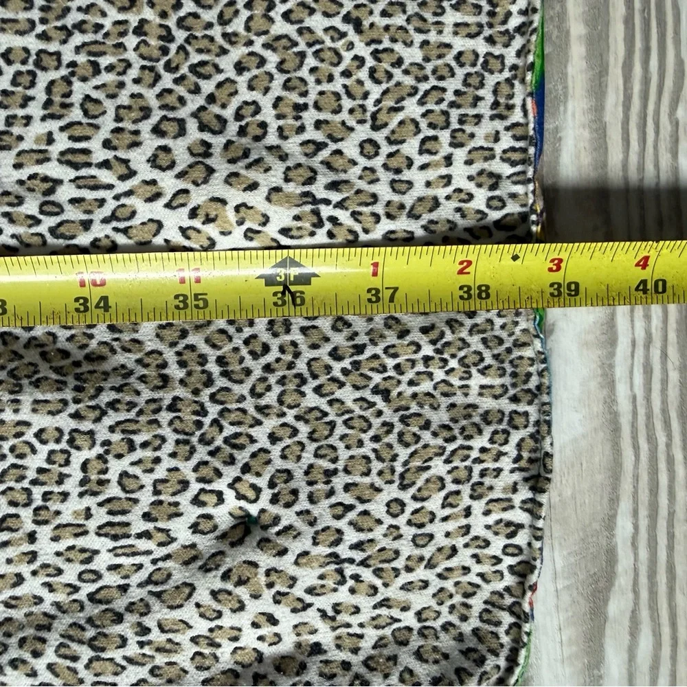 Handmade VTG Colorful Baby Quilt Animals Animal Print‎ Hand Tied Cheetah Leopard